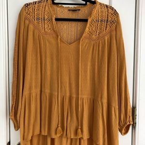 Boho yellow long sleeve top